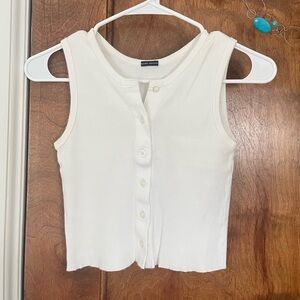Brandy Melville White Button Tank